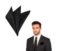 The Tie Co™ Satin Polyester Pocket Square - 28x28cm Handkerchief/Hanky for Suit Jackets, Weddings, Formal & Business Wear - Black
