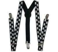 The Tie Company Adjustable Elastic Halloween Braces Suspenders - Fancy Dress Costume Accessory for halloween Party, Gift, Decoration(Choose Your Style) (Black Skull & Crossbones, Black)