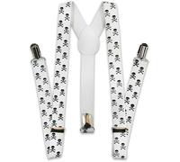 The Tie Company Adjustable Elastic Halloween Braces Suspenders - Fancy Dress Costume Accessory for halloween Party, Gift, Decoration(Choose Your Style) (White Skull & Crossbones, White)