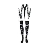 The Tie Company Gothic Brace & Stocking Set - Skeleton, Spiderweb, and Skull & Crossbones Designs - Perfect for Halloween, Cosplay, and Alternative Fashion (Black Spiderweb & Bats)