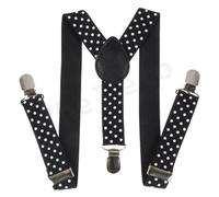 The Tie Company Polka Dot MultiColor Elastic Adjustable Mens Womens Suspenders Y-Shape Braces - Black