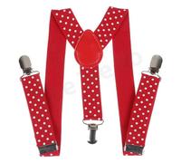 The Tie Company Polka Dot Suspender Wide Heavy Duty Y Shape Elastic Men Braces Suspender Clip on- Polka Dot_Red