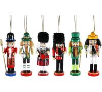 The Tie Company Set of 6 Wooden Nutcracker Soldier Ornaments 13cm/5" - Festive Xmas Hanging Decorations for Christmas Tree & Fireplace Mantle Decor