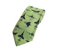 The Tie Studio British Fighter Jets Novelty Tie - Military Aircraft Silhouette (Khaki)
