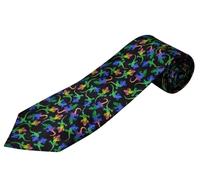 The Tie Studio Gecko Tie - Colourful Lizard Novelty Necktie for Men - Fun Animal Pattern, Black Polyester Tie for Work, Parties & Gifts