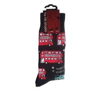 The Tie Studio London Routemaster Buses on Black Unisex Novelty Ankle Socks Adult Size 6-11
