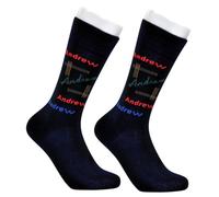 The Tie Studio Men’s Black Socks - Andrew Repeated Print - Colourful Novelty Gift Socks