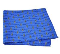 The Tie Studio Music Notes Handkerchief - Men’s Treble Clef Pocket Square 34 x 34 cm - Novelty Polyester Hanky for Musicians & Music Lovers (Blue or Red) (Blue)