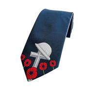 The Tie Studio Remembrance Poppy Tie - Lest We Forget Cross, Poppy & Helmet Design
