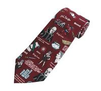The Tie Studio Shakespeare Characters & Quotes Novelty Tie - Literary Design Featuring Hamlet, Macbeth, Othello (Burgundy)