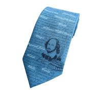The Tie Studio Shakespeare Novelty Tie - Men’s Necktie with Large Shakespeare Print - Blue or Beige (Blue)