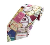The Tie Studio Vino Label Tie - Novelty Necktie for Men - Colourful Wine Bottle Label Design - Fun Gift for Wine Lovers