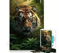 The Tiger in Rain Forest Teenagers Puzzles 1000 Piece Jigsaws Boost Recall Relax Time Accurate Edge Amazing Present (38x26cm)