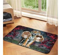 The Tiger,Waterproof Pet Feeding Mat,PU Leather Placemats for Cat Dog Water Bowl,Food Mats,30x45cm