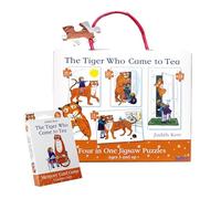 The Tiger Who Came to Tea 4-in-1 Kids Puzzle Set & Memory Card Game Bundle - 12, 16, 20 & 24 Piece Jigsaws + 54 Card Matching Game - Judith Kerr Educational Toy for Toddlers Age 3+