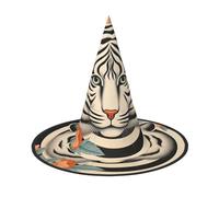 The tiger with zebra pattern Halloween Witches Hats Witch Headbands Wizard Hat Costume Accessories Cosplay for Party Masquerade Foldable 1