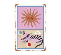 The Tigress And The Sun Pink And Beige Metal Tin Sign 8x12 inch Wall Decor Gifts for Home,Street,Bars,Restaurants,Cafes,Store