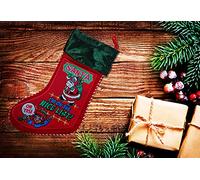 The Tile Sticker Company Luxury unusual retro cool KRAMPUS or Santa velvet red christmas nutcracker stocking full embroidered Good or bad (santa, for a girl)