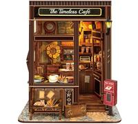 The Timeless Cafe Book Nook Vintage Miniature Dollhouse with LED Lighting, DIY 3D Puzzle Bookshelf Decor for Adults, Coffeehouse Gifts for Book Lovers