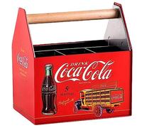 The Tin Box Company Coca Cola Tin Utensil Caddy with Handle, red