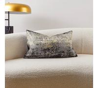 THE-TINOART Charcoal Gray & Black Pillow Cover 12x20 - Gold Embroidered Luxury Jacquard, Modern Reversible Throw Pillow Cover for Sofa/Bed, Velvet Backing
