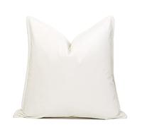 THE-TINOART Decorative Accent Throw Pillow Covers Velvet Soft for Couch Sofa Bedroom Living Room Outdoor 22X22 inch White Decorative Pillows Cover for Bed Cream White 1Piece