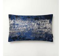 THE-TINOART Navy Champagne Metallic Jacquard Lumbar Pillow Cover 12x20 Velvet Back Modern Glam Sofa Decor