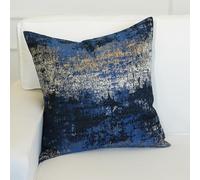 THE-TINOART Sparkling Gold and Navy Coastal Throw Pillow Covers 18x18, Luxury Blue Jacquard Pillow Covers for Living Room Sofa Bedroom Decor Accent Chair