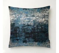 THE-TINOART Textured Teal Blue and Sparkling Gold Jacquard Modern Farmhouse Pillow Cover 24x24