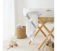 The Tiny Bed Company Luxury Organic Baby Blanket with Satin Edging - White & Grey White & Grey Satin