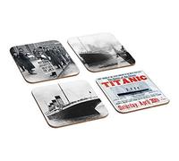 The Titanic White Star Line 4 Piece Wooden Coaster Set