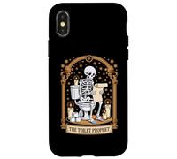 The Toilet Prophet Skeleton On Toilet Candle Scroll Case for iPhone X/XS