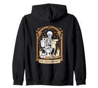 The Toilet Prophet Skeleton On Toilet Candle Scroll Zip Hoodie