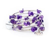 The Token Shop Amethyst AA Bracelet with Alcoholics Anonymous Circle Triangle Symbol and Serenity Heart Charm | Sobriety Gift for Women, One size, Stainless Steel, Amethyst