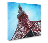 The Tokyo Tower Canvas Print | Gallery Wrapped 30mm Frame Wall Art | 14x14 inches | Ready to Hang | Modern Cityscape Picture | Living Room Bedroom Lounge Office