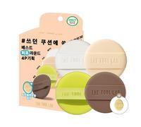 THE TOOL LAB Long-lasting Tension Puff 4P Set, Glow + Cover + Airy + Aqua, Liquid Cushion Foundation, Rubycell Makeup Sponge for Hydrating & Smooth Coverage, Korean Makeup (4P, 2.1 inch, Round)
