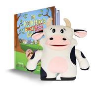 The Tooth Brigade Book and Tooth Fairy Pillow Bundle | 8" Stuffed Plush w/Large Pocket Mouth for Lost Teeth, Hardcover Storybook w/Tracker, Q&A Boys Girls All Ages (Cookie Cow)