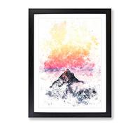 The Top Of Matterhorn Mountain Watercolour Modern Framed Print | A3 Black Framed Wall Art | Ready to Hang | Modern Landscape Picture | Living Room Bedroom Lounge Office