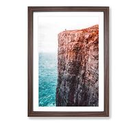 The Top of The Cliff Painting Framed Print | A2 Walnut Framed Wall Art | Ready to Hang | Modern Landscape Picture | Living Room Bedroom Lounge Office