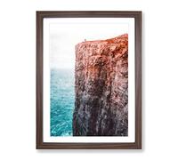The Top Of The Cliff Painting Modern Framed Print | A3 Walnut Framed Wall Art | Ready to Hang | Modern Landscape Picture | Living Room Bedroom Lounge Office