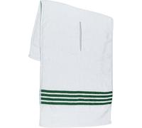 The Tour Towel | Large Golf Caddy Towel Terry Cloth, Absorbent 19" x 44", Center Cut, Perfect Hang Golf Cart Accessory and Golf Bag, White with Green Stripes.
