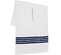 The Tour Towel | Large Golf Caddy Towel Terry Cloth, Absorbent 19" x 44", Center Cut, Perfect Hang Golf Cart Accessory and Golf Bag, White with Blue Stripes