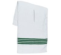 The Tour Towel | Large Golf Caddy Towel Terry Cloth, Absorbent 19" x 44", Center Cut, Perfect Hang Golf Cart Accessory and Golf Bag, White with Green Stripes