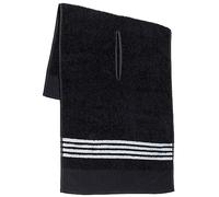 The Tour Towel | Large Golf Caddy Towel Terry Cloth, Absorbent 19" x 44", Center Cut, Perfect Hang Golf Cart Accessory and Golf Bag, Black with White Stripes