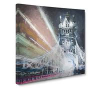 The Tower Bridge in London England Canvas Print | Gallery Wrapped 30mm Frame Wall Art | 14x14 inches | Ready to Hang | Abstract Cityscape Picture | Living Room Bedroom Lounge Office