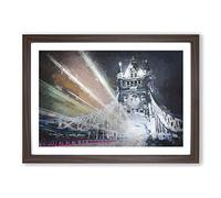 The Tower Bridge in London England in Abstract Framed Print | A2 Walnut Framed Wall Art | Ready to Hang | Abstract Cityscape Picture | Living Room Bedroom Lounge Office