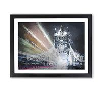 The Tower Bridge In London England In Abstract Modern Art Framed Print | A4 Black Framed Wall Art | Ready to Hang | Abstract Cityscape Picture | Living Room Bedroom Lounge Office