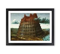 The Tower Of Babel By Pieter Bruegel The Elder Classic Painting Framed Wall Art Print, Ready to Hang Picture for Living Room Bedroom Home Office Décor, Black A4 (34 x 25 cm)