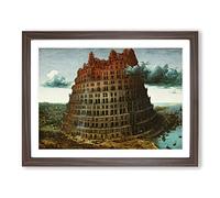 The Tower Of Babel By Pieter Bruegel The Elder Classic Painting Framed Wall Art Print, Ready to Hang Picture for Living Room Bedroom Home Office Décor, Walnut A2 (64 x 46 cm)