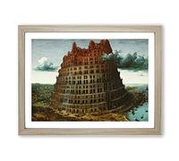 The Tower Of Babel By Pieter Bruegel The Elder Classic Painting Framed Wall Art Print, Ready to Hang Picture for Living Room Bedroom Home Office Décor, Oak A2 (64 x 46 cm)